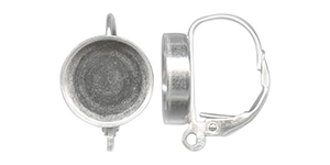 Starman Sterling Silver :  Leverback Ear Wire, 10mm Round Bezel Cup with Loop