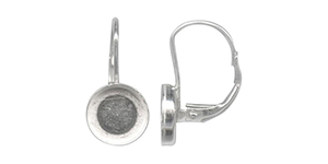 Starman Sterling Silver :  Leverback Ear Wire, 8mm Round Bezel Cup
