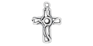 Starman Sterling Silver Religious : Cross Pendant With Center Bezel - 22 x 16mm