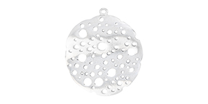 Sterling Silver Findings : Wavy Circle Dangle with Lots of Holes 31.5 x 28.5mm