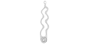 Sterling Silver Findings : Squiggle Dangle with 4mm Bezel 46.5 x 10mm