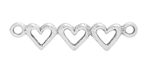 Starman Sterling Silver :  Triple Heart Connector 6.5 x 29mm