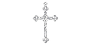 Starman Sterling Silver Religious : Budded Crucifix Pendant - 35.5 x 21.5mm