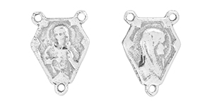 Starman Sterling Silver Religious : Small Hexagon Shaped Rosary Center Link - 15.5 x 10.5mm