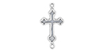 Starman Sterling Silver Religious : Small Budded Cross Link With Indented Center - 26 x 13.5mm