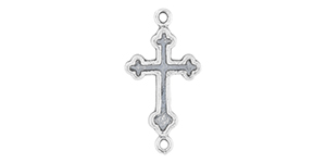 Starman Sterling Silver Religious : Small Budded Cross Link With Indented Center - 26 x 13.5mm