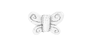 Sterling Silver Findings : Small Butterfly Bead with Spirals on Wings 6.5 x 10.5mm