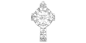 Starman Sterling Silver Religious : Cross Pendant With Open Celtic Design - 36 x 21.5mm