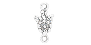 Starman Sterling Silver Essentials : Flower with 2 Leaves Charm with Dangle 13 x 6.5mm