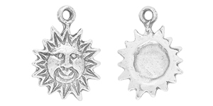 Starman Sterling Silver : Sun Face Dangle with Fancy Border 15 x 11mm