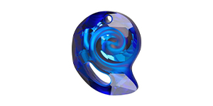 PRESTIGE 6731 28mm Twisted Shell Partly Frosted Pendant Crystal Bermuda Blue