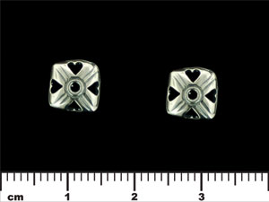 Square Bead Cap with Hearts 9/3mm : Antique Silver