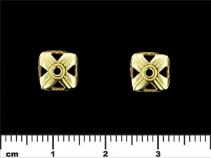 Square Bead Cap with Hearts 9/3mm : Brass