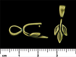 Three Leaf Pinch Bail 24/8mm : Antique Brass