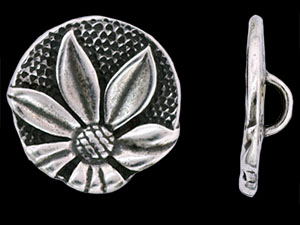 Flower Button 17mm : Antique Silver