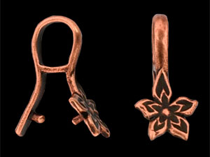 Double Poinsettia Pinch Bail 21/10mm : Antique Copper