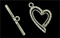 Frilly Heart Toggle Set : Antique Silver