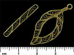 Filigree Leaf Toggle Set : Antique Brass