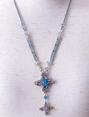 Elegant Jewelry Kits : Motif with Blue Agate - Necklace - Aqua
