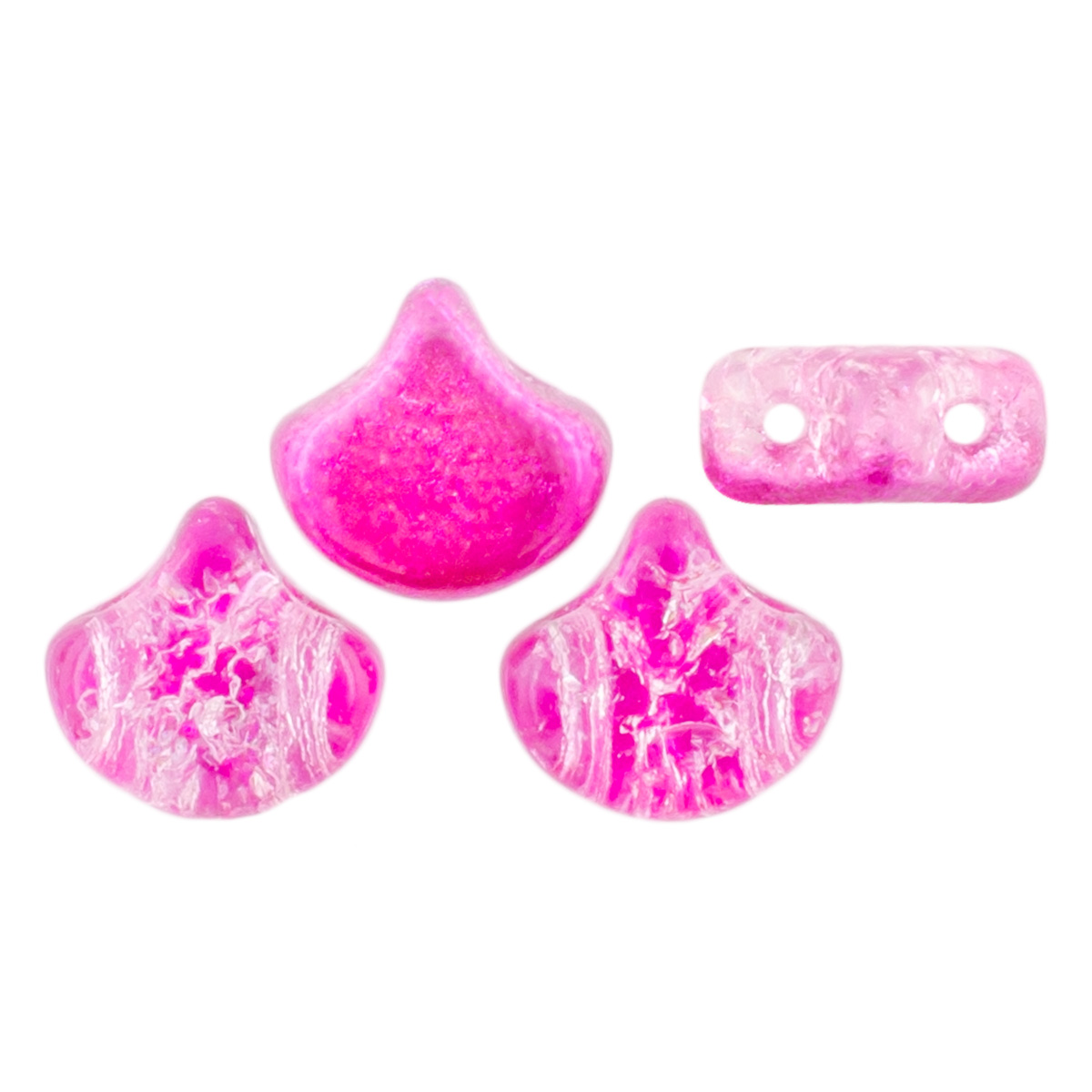 Matubo Ginkgo Leaf Bead 7.5 x 7.5mm : Slushy Bubble Gum