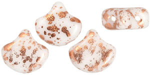 Matubo Ginkgo Leaf Bead 7.5 x 7.5mm Tube 2.5" : Copper Splash - White