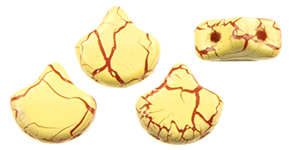 Matubo Ginkgo Leaf Bead 7.5 X 7.5mm : Ionic Light Yellow/Dark Red
