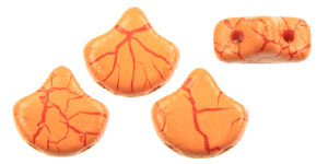 Matubo Ginkgo Leaf Bead 7.5 X 7.5mm : Ionic Orange/Dark Red