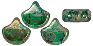 Matubo Ginkgo Leaf Bead 7.5 x 7.5mm Tube 2.5" : Emerald - Rembrandt