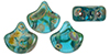Matubo Ginkgo Leaf Bead 7.5 x 7.5mm : Aquamarine - Picasso