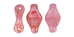 Cradle Bead 6 x 10mm Horizontal Hole Tube 2.5" : Luster - Opaque Topaz/Pink