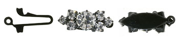 Rhinestone Clasp - Bar 08/21mm : Black - Crystal