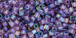 TOHO Cube 1.5mm Tube 2.5" : Inside-Color Rainbow Rosaline/Opaque Purple-Lined