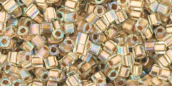 TOHO Cube 1.5mm Tube 2.5" : Gold-Lined Rainbow Crystal