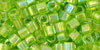 TOHO Cube 3mm : Transparent-Rainbow Lime Green