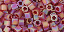 TOHO Cube 3mm Tube 5.5" : Transparent-Rainbow-Frosted Ruby