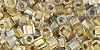 TOHO Cube 3mm Tube 2.5" : Inside-Color Crystal/Gold-Lined