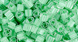 TOHO Cube 3mm Tube 2.5" : Inside-Color Crystal/Mint Julep-Lined