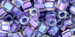 TOHO 4mm Cube Tube 5.5" : Inside-Color Rainbow Crystal/Metallic Purple-Lined