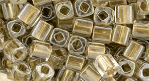 TOHO Cube 4mm Tube 2.5" : Gold-Lined Crystal