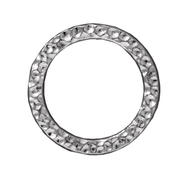 TierraCast : Link - 19mm, 14.3mm Hole, Large Hammertone Ring, Rhodium-S
