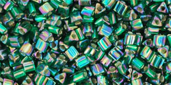 TOHO Triangle 11/0 : Silver-Lined Rainbow Green Emerald