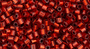 TOHO Hex 11/0 Tube 2.5" : Silver-Lined Siam Ruby