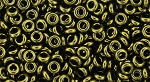 TOHO Demi Round 8/0 3mm Tube 2.5" : Gold-Lustered Dk Antique Bronze