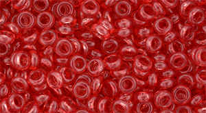 TOHO Demi Round 8/0 3mm Tube 2.5" : HYBRID ColorTrends: Transparent - Aurora Red
