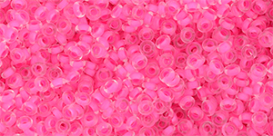 TOHO Demi Round 11/0 2.2mm Tube 2.5" : Inside-Color Matte Crystal/Neon Pink-Lined