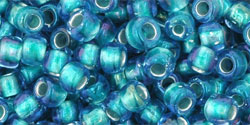 TOHO Round 6/0 Tube 2.5" : Inside-Color Rainbow Crystal/Green Teal-Lined