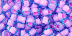 TOHO Round 6/0 Tube 5.5" : Inside-Color Aqua/Bubble Gum Pink-Lined