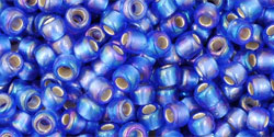 TOHO Round 8/0 Tube 5.5" : Silver-Lined Rainbow Frosted Sapphire