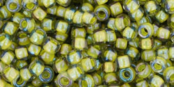 TOHO Round 8/0 Tube 5.5" : Inside-Color Luster Black Diamond/Opaque Yellow-Lined