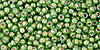 Round 11/0 : Inside-Color  Luster Peridot/Opaque White Lined